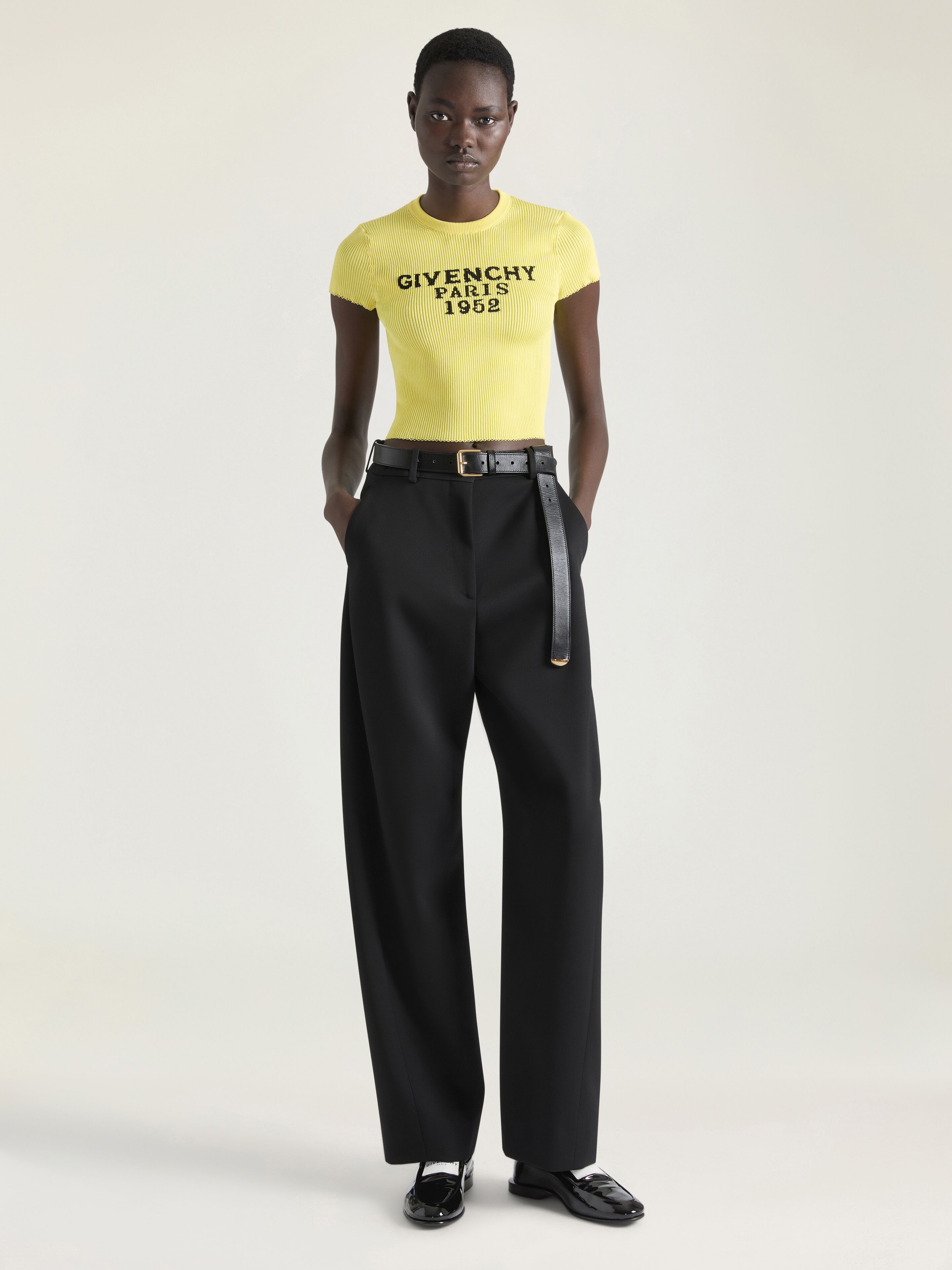 Cropped top in fine rib